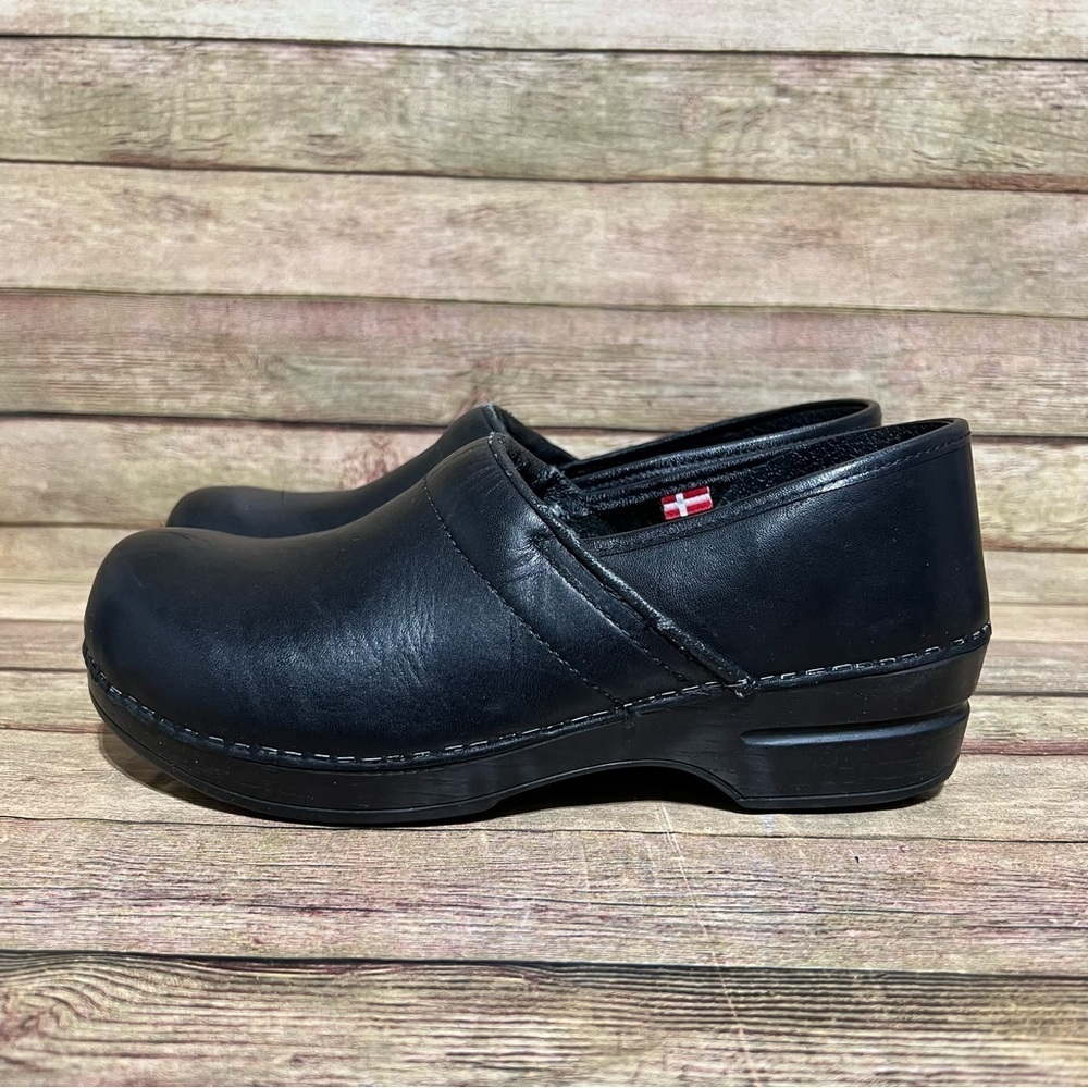 Sanita Black Leather Mules & Clogs